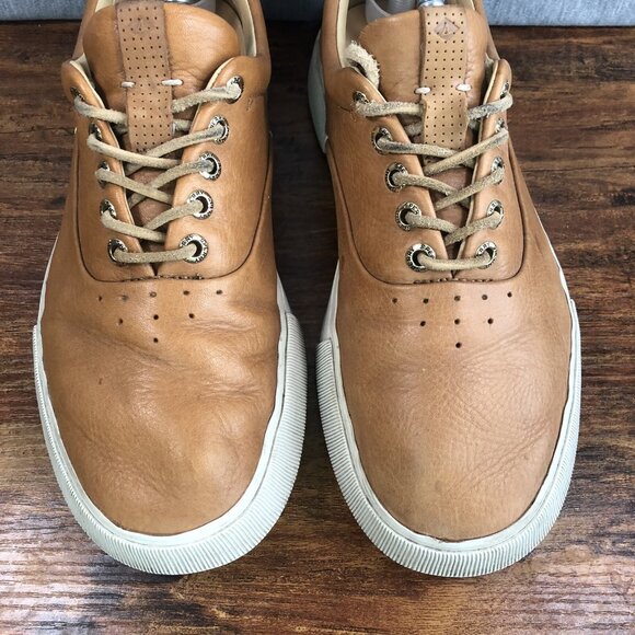 Sperry Gold Cup Men Size 8 Brown Tan Leather Sneakers Shoes Lace Up‎ - Picture 2 of 10